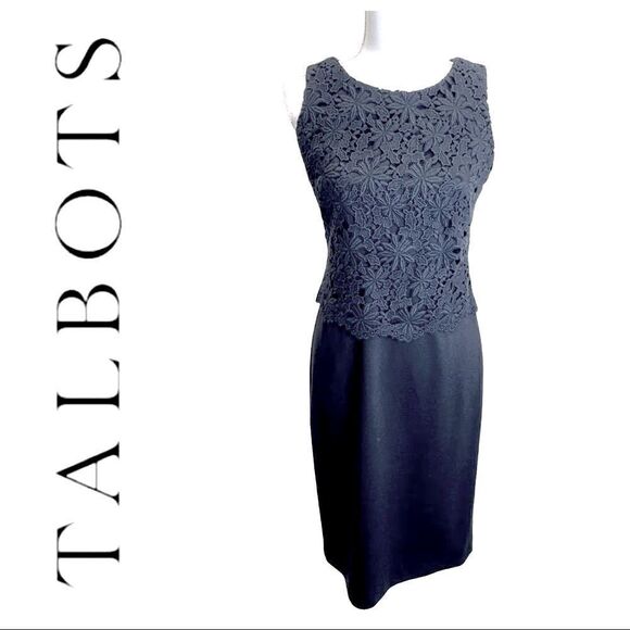 Talbots Black Sleeveless Lace Overlay Dress Size 4 - Picture 1 of 5